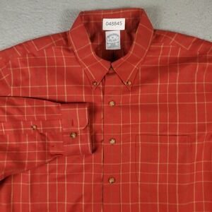 Brooks Brothers Shirt Mens XL Red Check Casual Button Up Long Sleeve